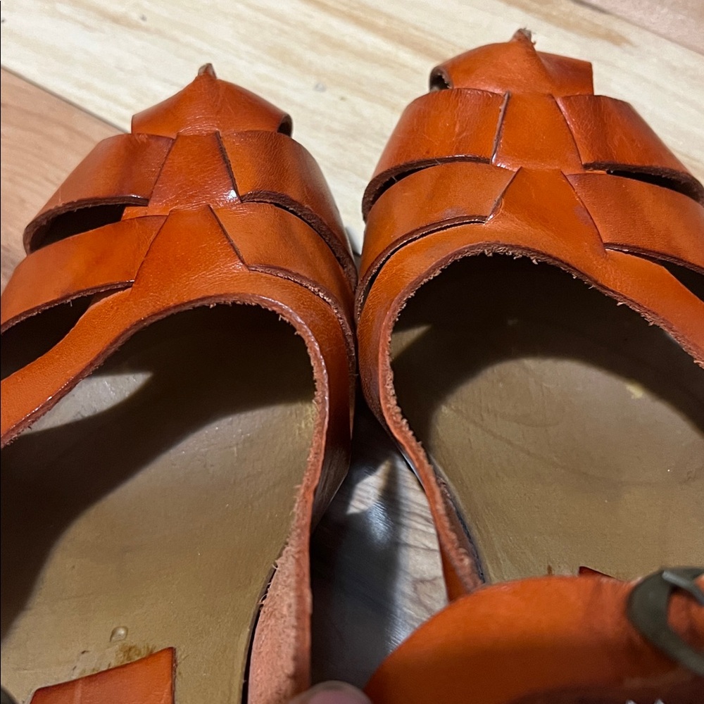 Women's Cognac Colour Leather Sandals - Picture 14 of 17